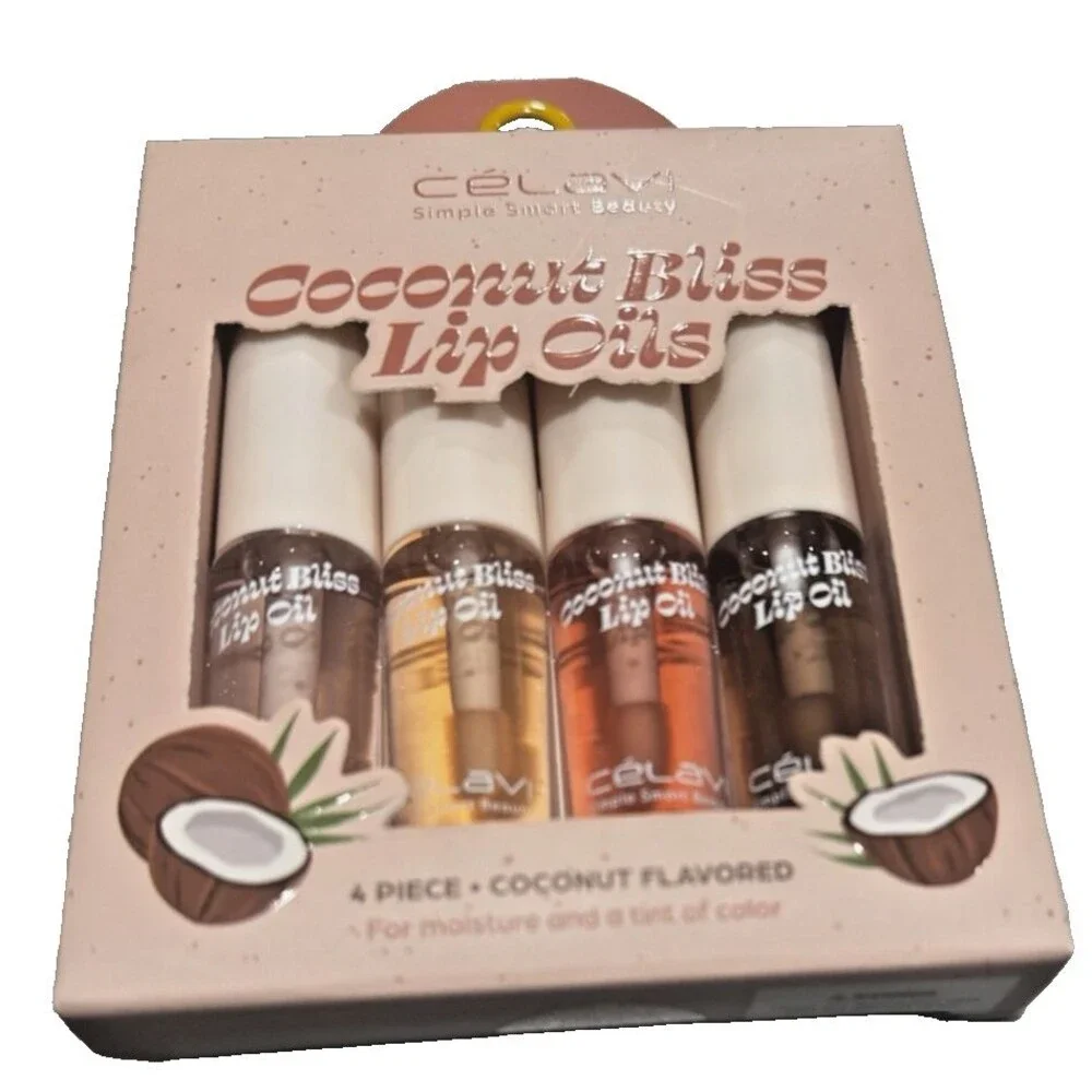 Celavi Simple Smart Beauty Coconut Bliss Lip Oils 4 PC Coconut Flavored